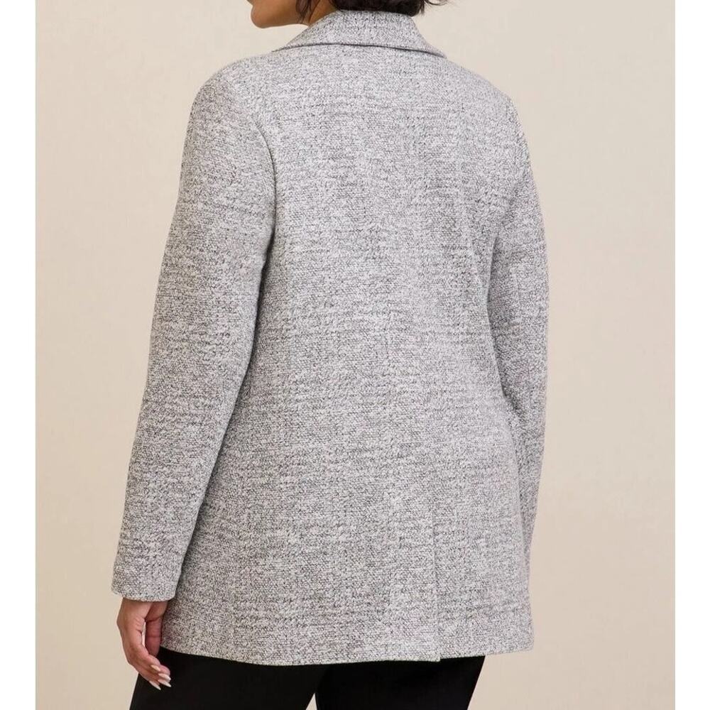 Torrid Textured Boyfriend Knit Trench Blazer 3X Gray Marled Longline Jacket NEW - Picture 10 of 16